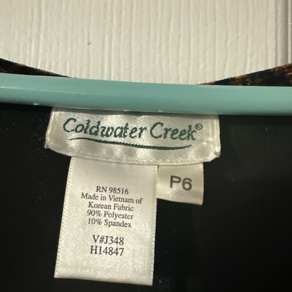 Coldwater Creek Velvet Leopard Dress Brown / Black Velvet Size P6 - Picture 3 of 5